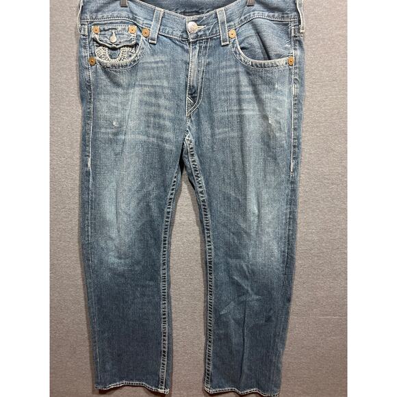 True Religion Vintage Mens Billy w/ Spiderweb Stitched Flap Pockets Size 38 - Picture 3 of 10